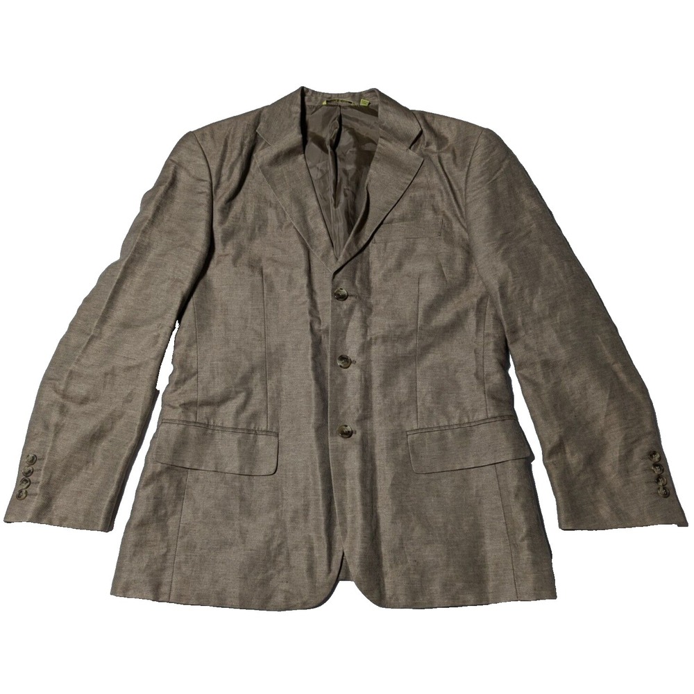 CUBAVERA Men‎ Medium (40) Brown LINEN Rayon Lined Blazer Jacket